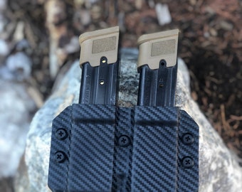 Dubbele magazijndrager voor 9 mm/40 S&W dubbel gestapelde magazijnmagazijnen - verstelbare retentie - Tek Lok, Tech Mount of molle