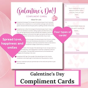 Cartes de compliments pour la Saint-Valentin | Jeu de la Saint-Valentin | Cadeau imprimable pour la fête de la Saint-Valentin | Fête de dernière minute pour la Saint-Valentin