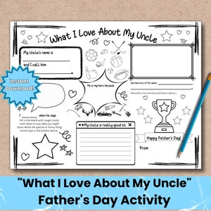 What I Love About My Uncle | Father&#39;s Day Printable Activity for Uncle