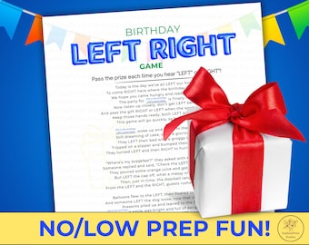 Birthday Left Right Game, Teen Birthday Party Games, Bday Party Ideas, Family Birthday Activity,  Adult Birthday Party Games, Pass the Gift