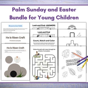 Palm Sunday and Easter Printable Bundle for Preschoolers and Young Children