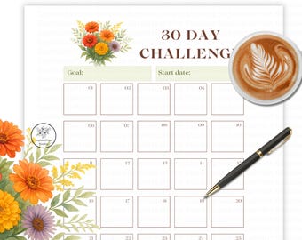 30 Day Challenge Sheet | 30 Day Habit Tracker | Fall Productivity | Autumn Tracker | Money Challenge | Mood Tracker | Bad Habit | New Habit
