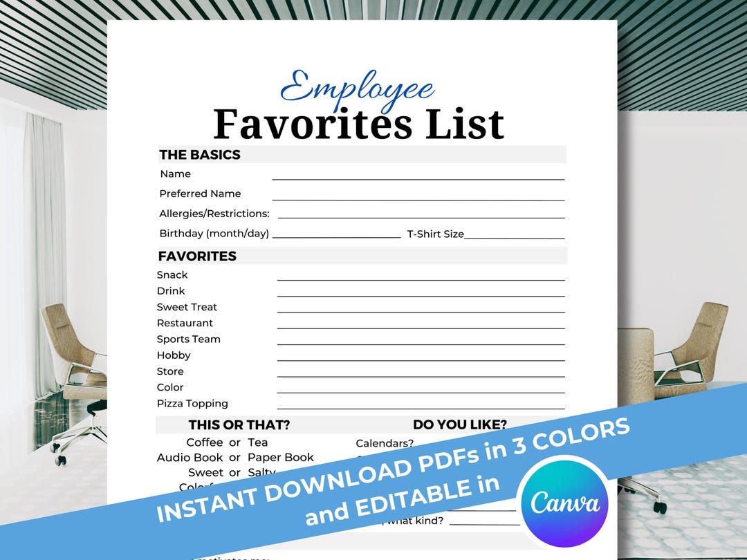 Employee Favorites List | Team Building | Favorite Things List ...