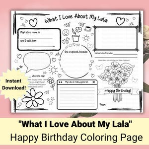 Tarjeta de cumpleaños para Lala, Lo que amo de mi Lala, Regalo de cumpleaños para Lala, Regalo de cumpleaños para Lala, Lindo regalo de niño / Idea de regalo de último minuto