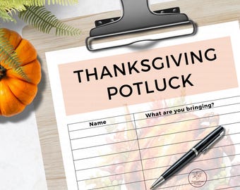 Thanksgiving Potluck Signup Sheet, Office Thanksgiving Potluck Planner, Thanksgiving Food Sheet, Thanksgiving Dinner Organizer
