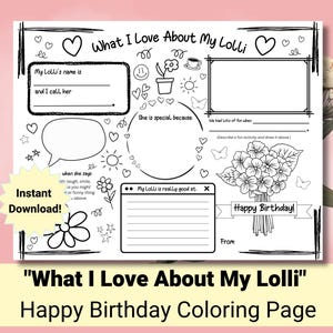 Birthday Card for Lolli | What I Love About My Lolli |  Lolli Gift  | Lolli Gifts | Lolli Birthday Gift | Gift from grandkids | Last minute
