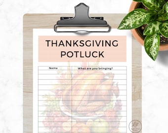 Thanksgiving Potluck Signup Sheet, Office Thanksgiving Potluck Planner, Thanksgiving Food Sheet, Thanksgiving Dinner Organizer