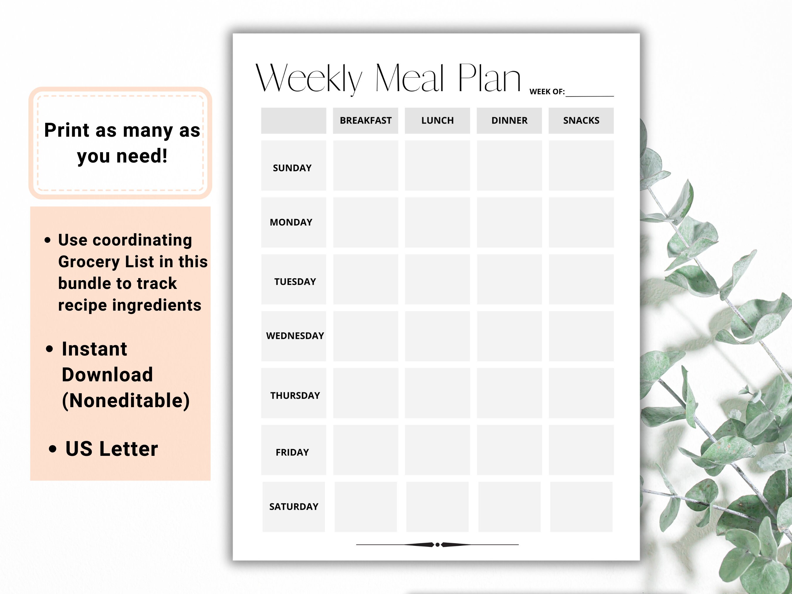 Printable Grocery List and Meal Planner Bundle With Bonus to Do List ...