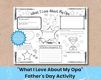What I Love About My Opa | Father&#39;s Day Activity for Opa