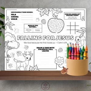 Falling for Jesus Activity Mat, Christian Coloring Page for Children, Bible Story Placemat, Activity Placemat, Bible Lessons Kids Activity