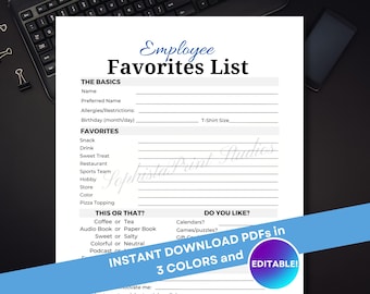 All About Coworker | Employee Favorites | Team Building | Favorite Things | Office Games | Work Games | Coworker Info Sheet | Get to Know Me