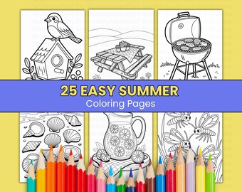 Easy Summer Coloring | Summer time coloring page | Homeschool Summer | Special Needs Activity | Summer Montessori | Nursing Home Coloring