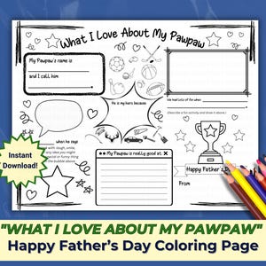 Ce que j'aime chez ma papa, carte de fête des pères pour papa, de mon petit-enfant, Tout sur papa, cadeau de dernière minute pour papa, papa papa à imprimer