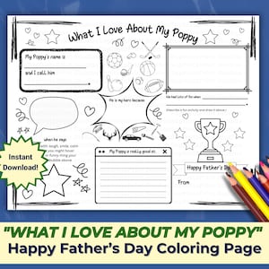 Was ich an meiner Poppy liebe Karte, Vatertagskarte für Poppy, vom Enkelkind, Alles über Poppy, Last-Minute-Geschenk für Poppy, Mohnfärbung