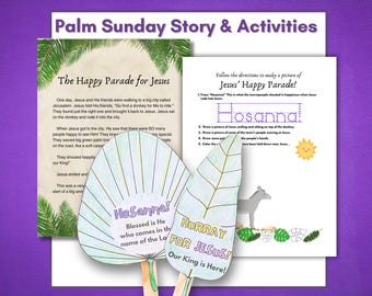 Palm Sunday Story Coloring Activity Bundle, Hosanna Holy Week craft, Printable Christian Easter download, Triumphal Entry Sunday School