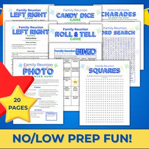 Family Reunion Game Bundle, Fun Family Games, Family Reunion Fun, Family Reunion Party, Pass the Prize, Teen Family Reunion, Get to Know You