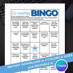 Coworker Bingo | Office IceBreaker | Team Building Game | Editable Employee Bingo | Office Party Game | Work Games | Find Someone Who