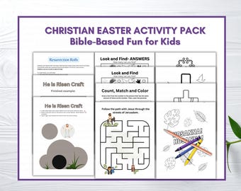 Christian Easter Activity Pack for Kids | Bible Story Printables | Sunday School Easter Activities | Holy Week Worksheets | Church Kids PDF