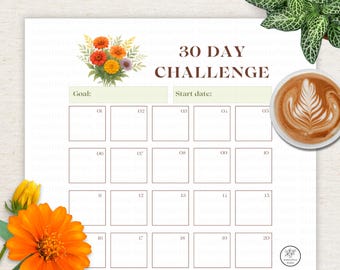 30 Day Habit Tracker | 30 Day Challenge Sheet | Fall Productivity | Autumn Tracker | Money Challenge | Mood Tracker | Bad Habit | New Habit