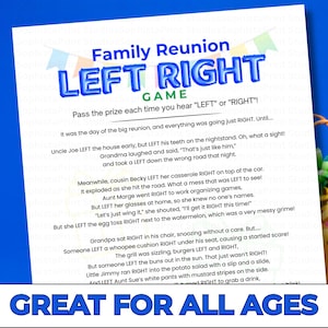 Family Reunion Left Right Game, Family Reunion Icebreaker, Family Reunion Pass the Prize, Family Reunion Fun, Family Reunion Party Activity