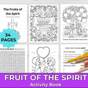 Fruits of the Spirit Activity Book, Fruits of the Holy Spirit, Galatians 5:22-23, Christian Bible coloring, Childrens Ministry, Small Group