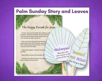Palm Sunday Leaf Story Coloring Activity Preschool, Holy Week craft, Printable Christian Easter download, Triumphal Entry, Hosanna leaves A4