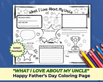 Uncle Father's Day Coloring Page, Gift from Niece/Nephew (PDF)