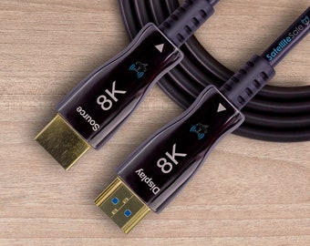 SatelliteSale Digital Fiber Optic 8K HDMI 2.1 Cable 8K/60Hz 48Gbps Universal Wire PVC Black Cord