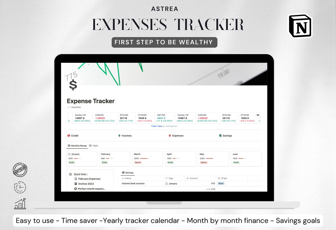 Expenses Tracker Notion Template L Personal Finance Tracker Budget ...