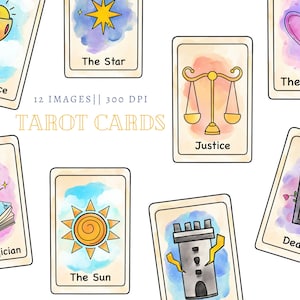 Watercolor Tarot Card Clip Art, Oracle Cards PNG, Mystic PNG