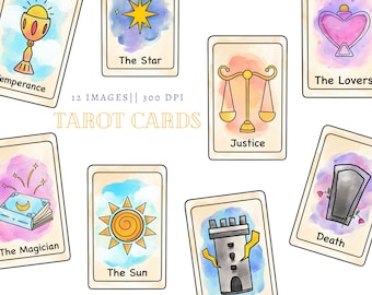 Watercolor Tarot Card Clip Art, Oracle Cards PNG, Mystic PNG