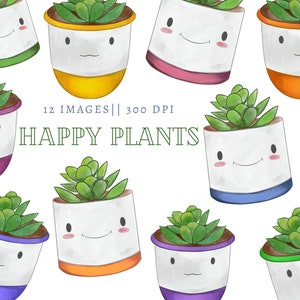 Happy Plants Cute Clipart - Houseplants Clipart - Plant Landy PNG - Kawaii Plants Clipart