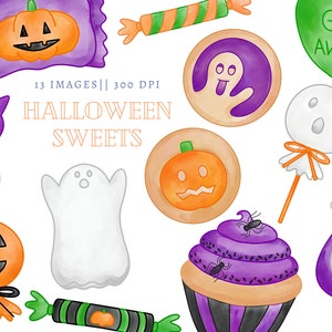 Halloween Candy and Sweets Clip Art, Ghost Clip Art, Cute Halloween Clip Art