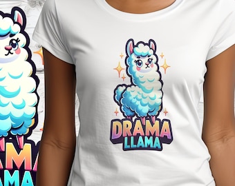 Drama Llama PNG – Rolig grafisk t-shirtdesign (digital nedladdning)