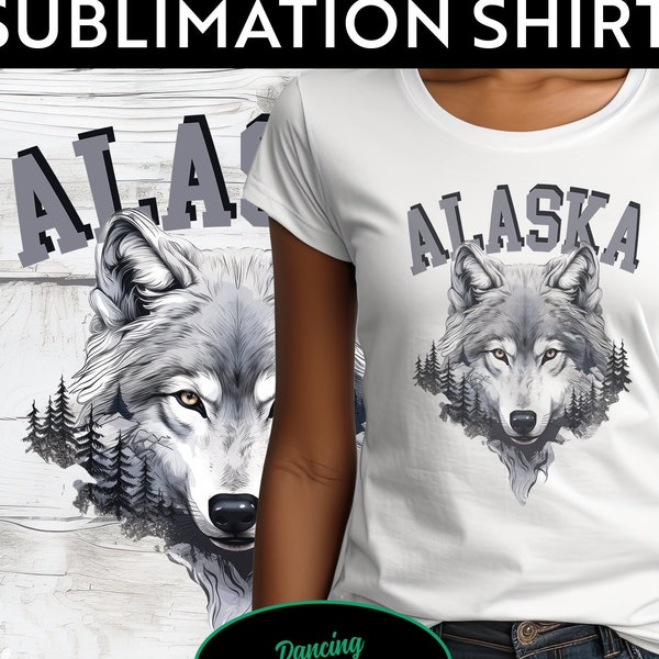 ALASKA Wolf mountain scene - Sublimation PNG Digital Download for scenic Photo T-shirt - Wolf Lover