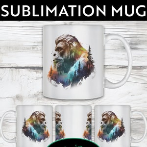 Bigfoot in den Bergen - Sublimation PNG digitaler Download für Kaffeebecher Wrap - Bigfoot, Sasquatch, Yeti Liebhaber