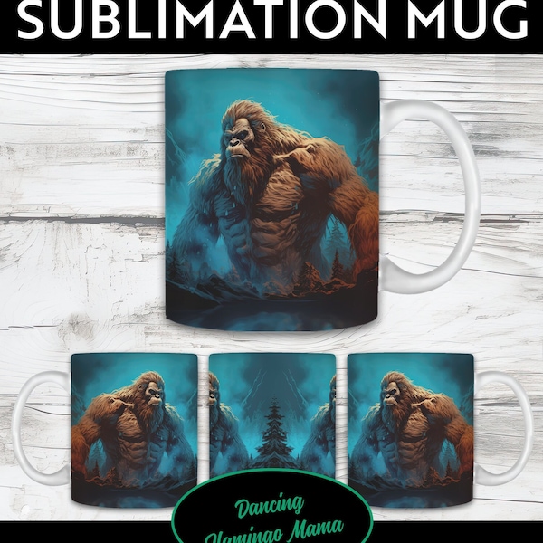 Bigfoot in the Woods - Sublimation PNG Digital Download for Photo Image Mug Wrap - Bigfoot, Sasquatch, Yeti Lovers