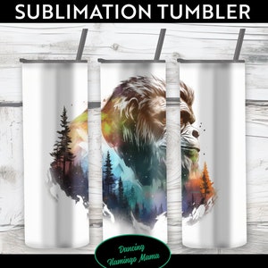 Bigfoot in the Mountains - Sublimation PNG Digital Download for 20 oz Picture Photo Tumbler - Bigfoot, Yeti Lovers