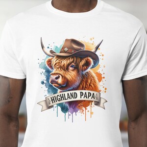 Highland Cow Papa - Sublimazione PNG Download digitale per magliette grafiche fotografiche - Highland Lover - Graphic Design - Highland Family