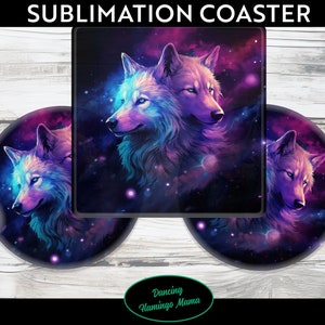 2 como 1 Lobos - Descarga digital PNG de sublimación para 3 posavasos diferentes - Amante de los lobos