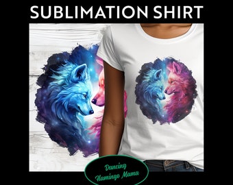 Wolf Galactic Love - Sublimation PNG Digital Download for T-shirts - Wolf Lover