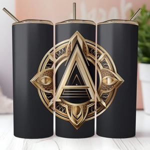 Monogram Tumbler Letter A - Digital Download for 20oz & 30oz Skinny and Tapered Tumbler Wraps PNG - Elegant Art for Sublimation Tumblers