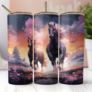 Galop équin céleste - 20oz & 30oz Gobelet maigre et effilé Wrap PNG Téléchargement numérique - Art des amoureux des chevaux pour les gobelets de sublimation