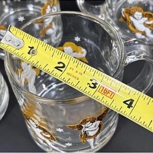 4 tasses à café Angel Sirens fabriquées aux États-Unis en verre transparent - Excellent état. image 8