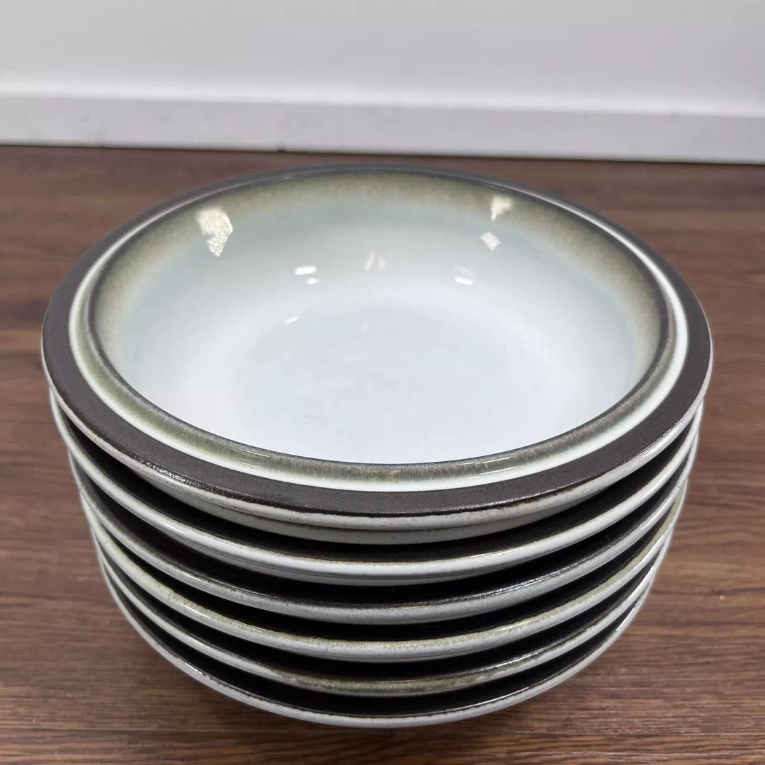 Denby Rondo 6 X Denby Langley - Rondo - 7 1/2” Rimmed Soup/cereal Bowls Set Brown ...