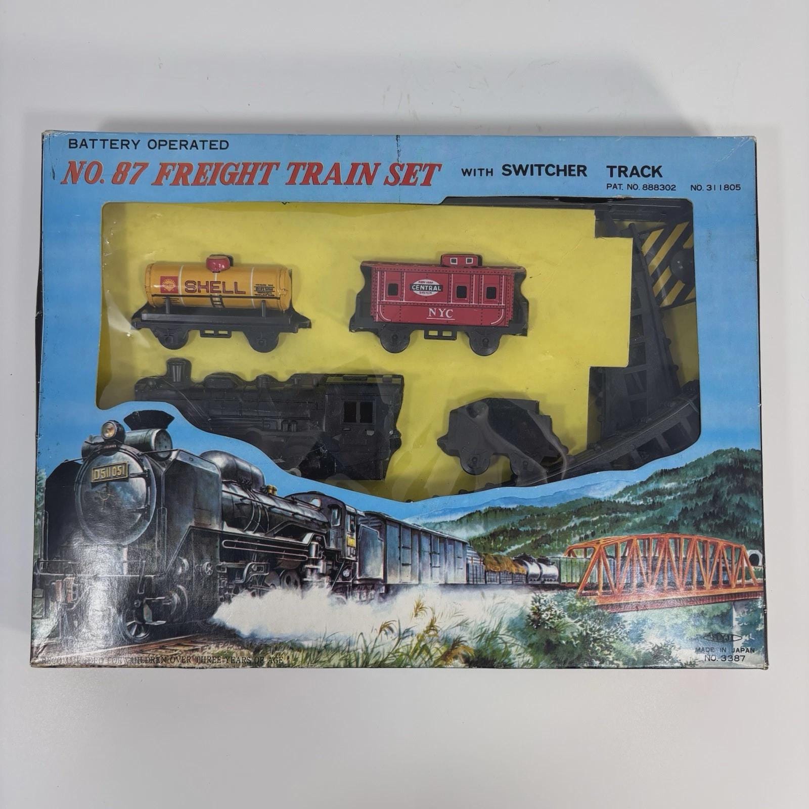 海外切手コレクション　Trains 汽車 Vintage NEW! Battery Operated No. 87 Freight Train Set - Tin