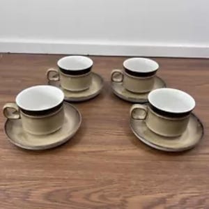 4 X Vintage Denby Country Cuisine - CUPS & SAUCERS - Great Cond. - Tea Coffee