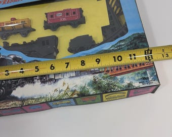 Vintage NEW! Battery Operated No. 87 Freight Train Set - Tin