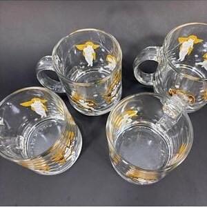 4 tasses à café Angel Sirens fabriquées aux États-Unis en verre transparent - Excellent état. image 6