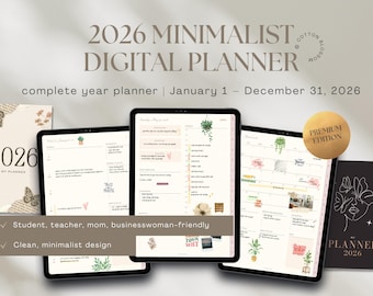 2026 Digital Planner for iPad | GoodNotes and Notability Digital Journal | Dated Daily, Weekly & Monthly Planner